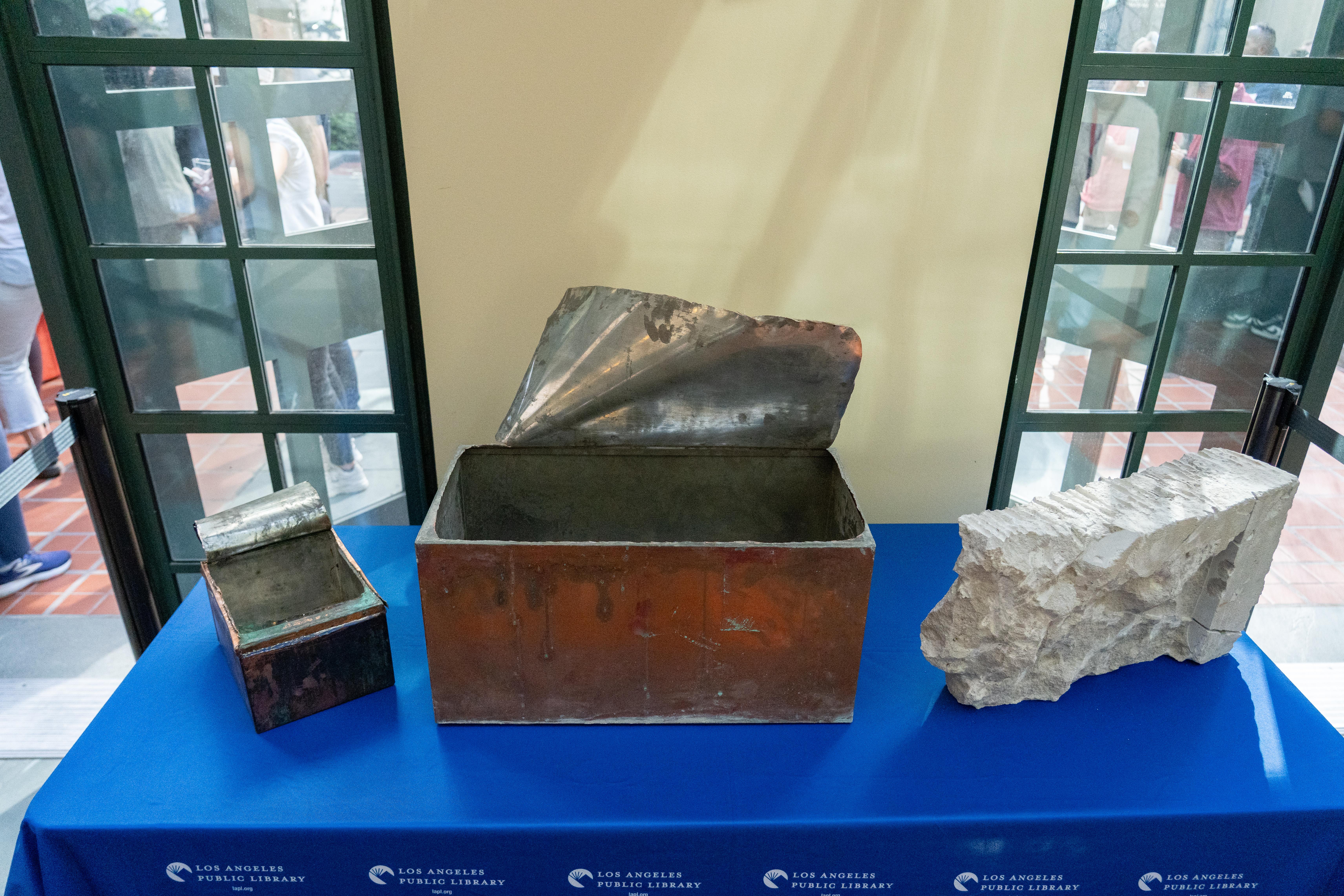 Open time capsule with contents on display