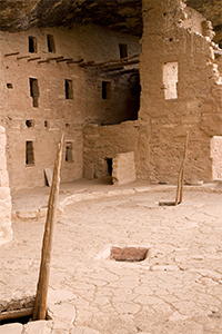 Ancestral Puebloan kiva roof and courtyard.