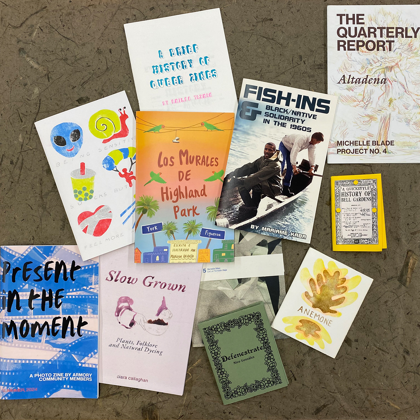 zines scattered on surface