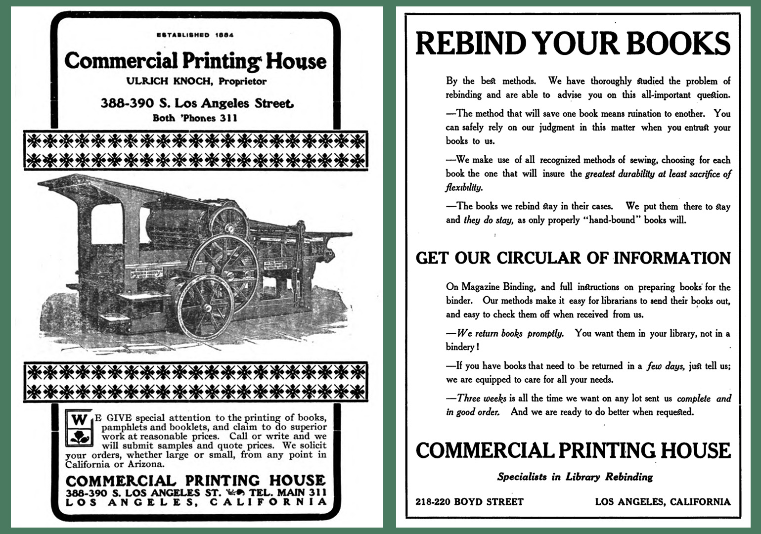 Advertisement for the Commercial Printing House