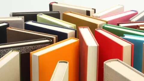 colorful books standing 